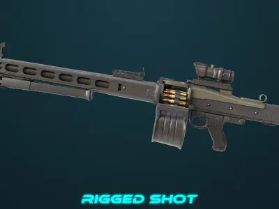 Machine Gun 08 Black All PBR Unity UE Textures Low-poly 3D model