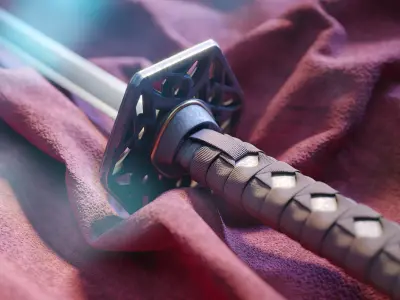 Katana samurai sword 3D model purchase