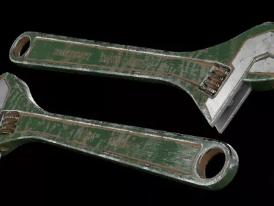 Wrench Adjustable 24 inch  Game Ready 4K PBR 5 Skins Low-poly 3D model