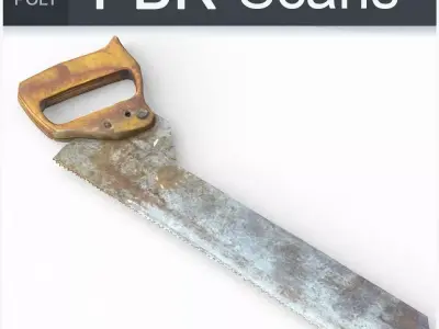 Handsaw Low Poly knife with wooden handle Low-poly 3D model