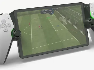  Tablet Gaming Console with Controllers in Hands 
