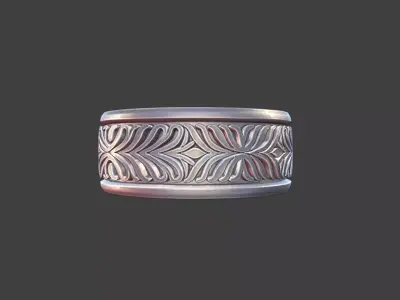 classical Mens Ring Ornate Silver Band Jewelry Model 3D print model