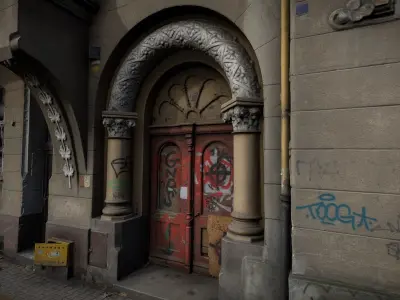 Facade of an Art Nouveau tenement house 01 3D model