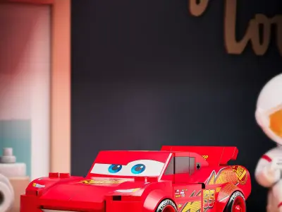 Cartoon Race Car Toy Low Poly 3D Model Low-poly 3D model