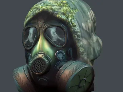 Gas mask helmet 3d model military combat fantasy cyborg  Low-poly 3D model buy