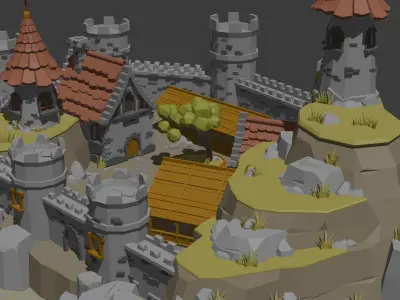 Low Poly Medieval Castle  Free low-poly 3D model