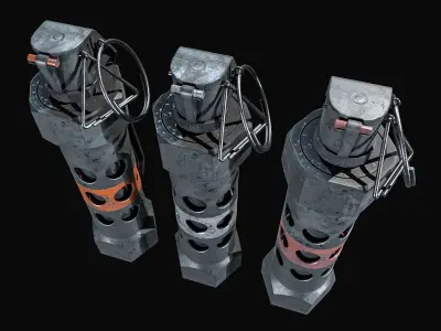 Flash Grenade 3 Pack Low-poly 3D model