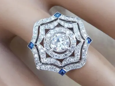 Art Deco Cluster Vintage Antique Ring 3D print model
