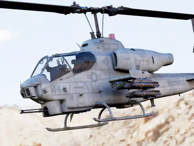 Bell AH-1W Super Cobra twin-engined attack helicopter 3D model