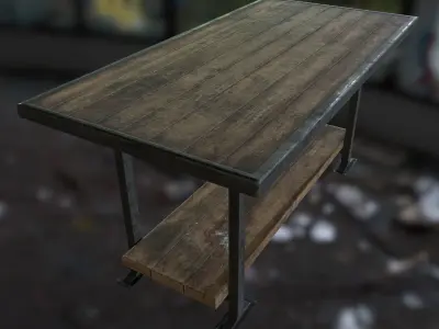Work Table Worktable Game Ready PBR Textures Low-poly 3D model