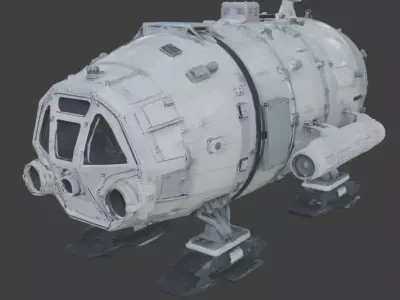 Realistic Sci-Fi Arctic Command Module 3D Model Low-poly 3D model