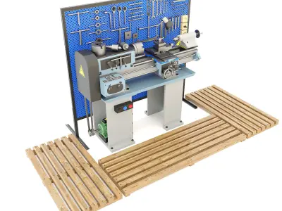Lathe machine workbench workshop Industrial garage tools 3D model purchase
