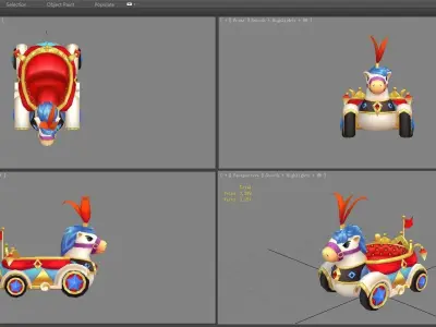 Cartoon children Park carriage or Toy Wagon Low-poly 3D model