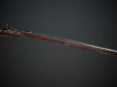 Long Flintlock Musket - model and textures Low-poly 3D model
