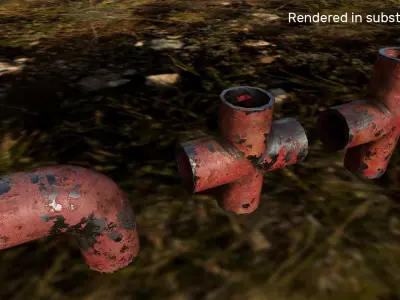 Matel Pipeline System Free low-poly 3D model