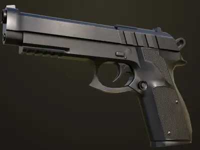 Pistol 01 Black Generic All PBR Unity UE Textures Included Low-poly 3D model
