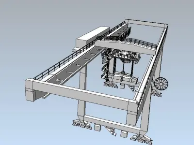 Kalmar rail mounted gantry container crane low-poly 3d model Low-poly 3D model