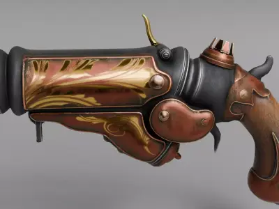 Steampunk gun Low-poly 3D model order