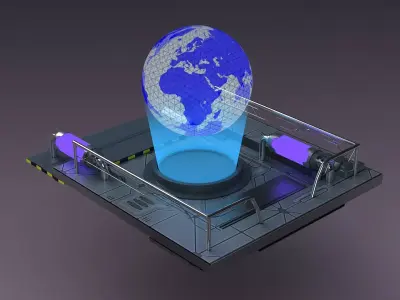 Space Earth Station Orbit Planet Hologram Medical Lab Research 3D model