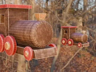 Wooden Toy Trains 3D model