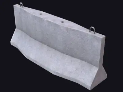 Traffic Concrete Barrier Game Ready PBR Low-poly 3D model