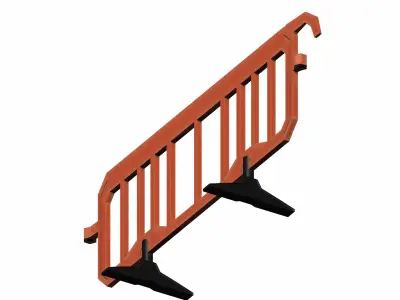 Orange Plastic Traffic Barrier Low-poly 3D model
