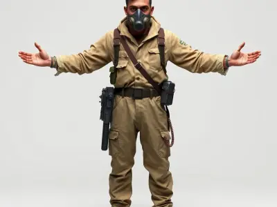 Masked Soldier D Model  Rigged and Animated for Games Low-poly 3D model