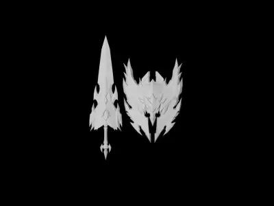 Demon Lord Sword and Shield Low-poly 3D model