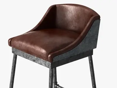 Restoration Hardware Iron Scaffold Leather Barstool 3D model