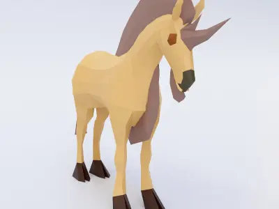Horse 3d model unicorn Low-poly 3D model