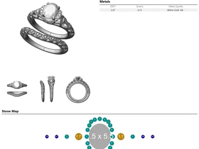 Vintage Star Tile Design Ring size 4  Rhino5 3DM STL OBJ  3D print model