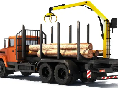 KrAZ 6233M6 timber carrier 2003 3D model