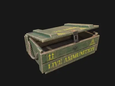 Low Poly PBR Wooden Military Crate 1 Low-poly 3D model