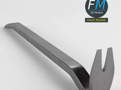 Crowbar metal tool 3D model