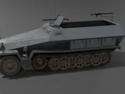 Sd kfz 251 Half-track armored personnel carrier Low-poly 3D model