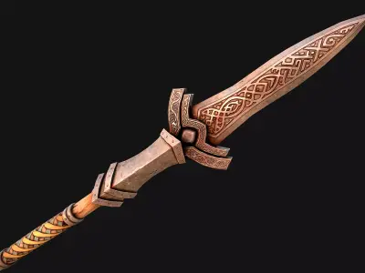 Medieval Wooden Spear Armory Weapon Low-poly 3D model