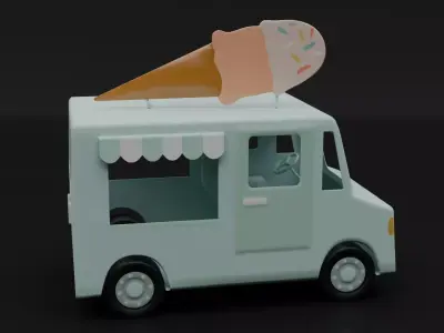 IceCream Truck Low-poly 3D model