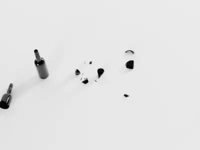 Black Beer Bottle - whole and broken 3D model