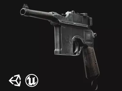Mauser C96 - Model and Textures Low-poly 3D model