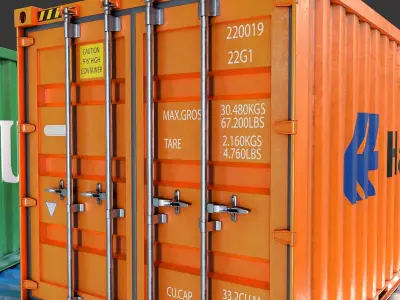 20Ft Containers Low-poly 3d model Low-poly 3D model