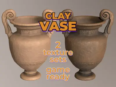 Ancient Clay Vase antique ceramic jug Low-poly 3D model