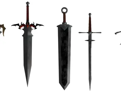 Sword 3D Low poly ready for game asset Free low-poly 3D model