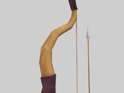 Wooden Bow and Arrow - Hand Painted 3D model
