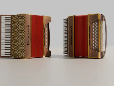 Antique Accordion Low-poly 3D model