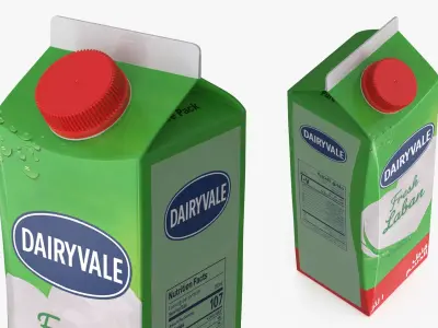 Cultured Milk Drink 1L with Red Screw Cap Green 3D model