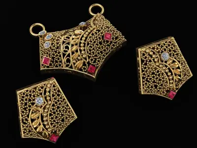 ANTIQUE LUXURY NECKLACE SET 3D PRINTABLE MODEL 3D print model purchase