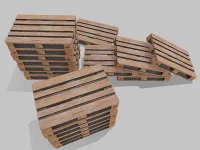 Pallets wooden option 2 Low-poly 3D model