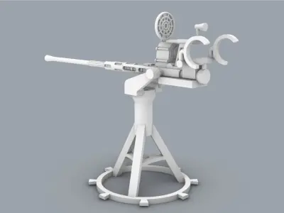 Oerlikon 20mm Low-poly 3D model