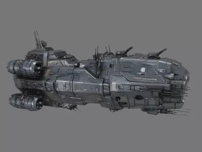 Sci-Fi Armored Gunship Spaceship 3D model