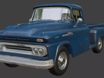 Old Scratched Pickup Truck 3D Model 3D model